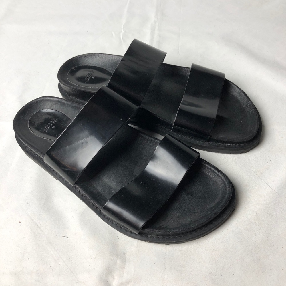 ZARA Trafaluc Flat Sandals Black 38